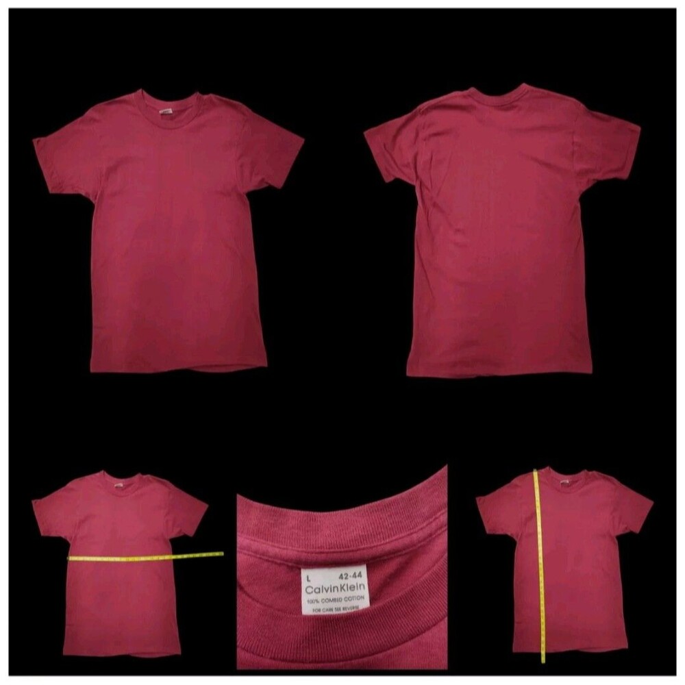 90s Vintage Single Stitch Calvin Klein Burgundy Short Sleeve Blank Sz Large
